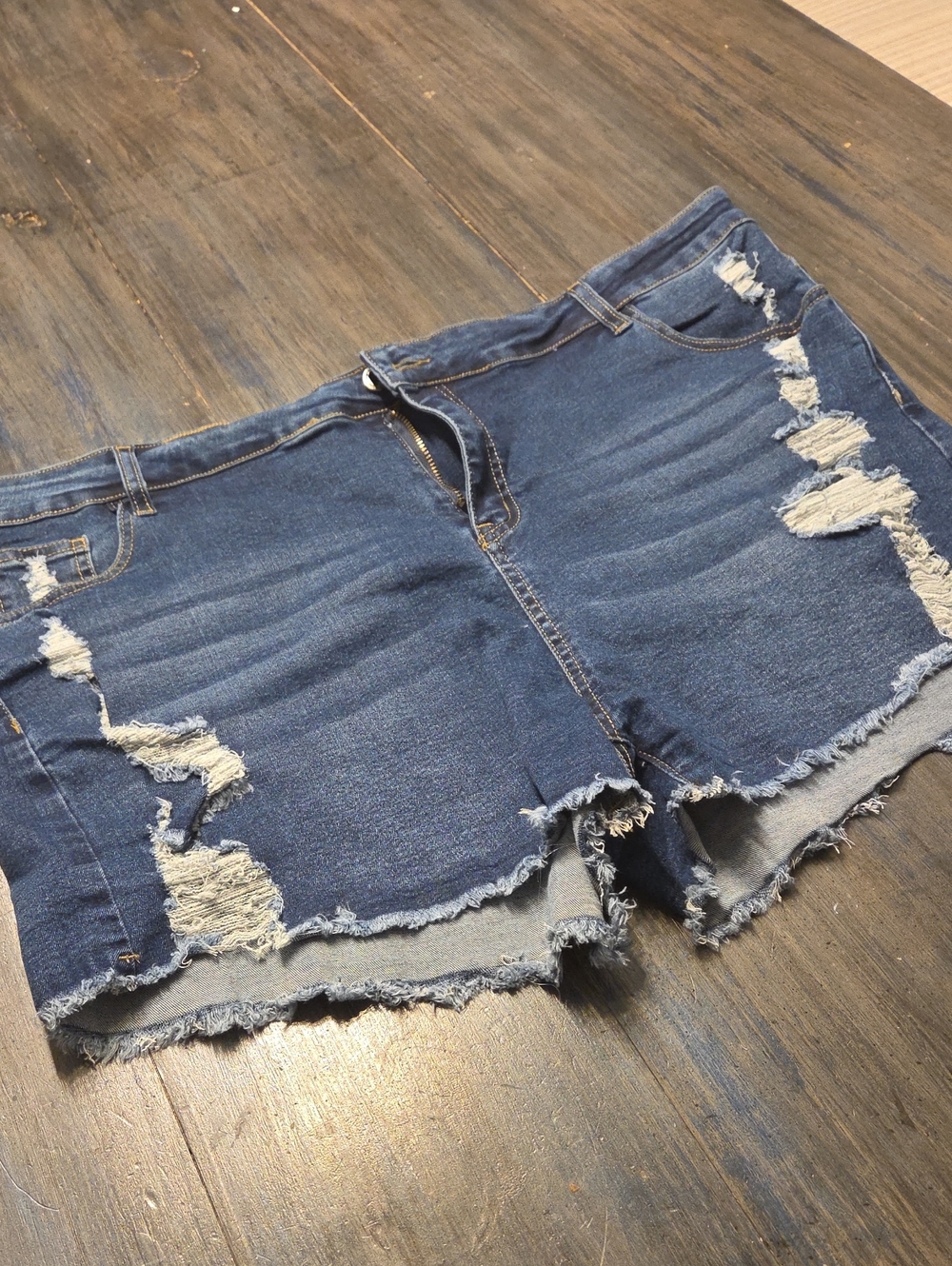 Denim Distressed Women’s Shorts - Blue